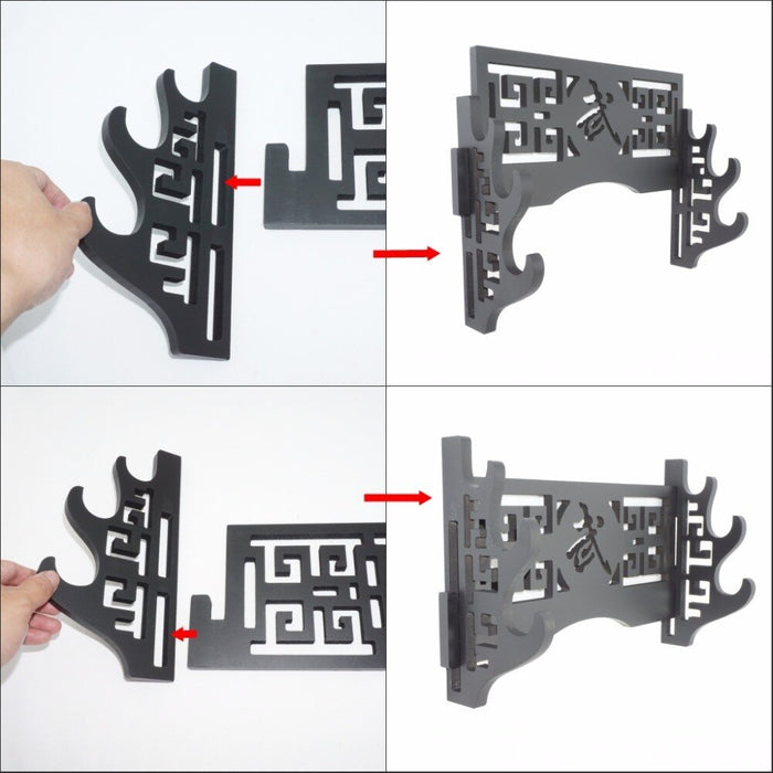 Black Wall-Mounted Classical Hollow Sword Rack