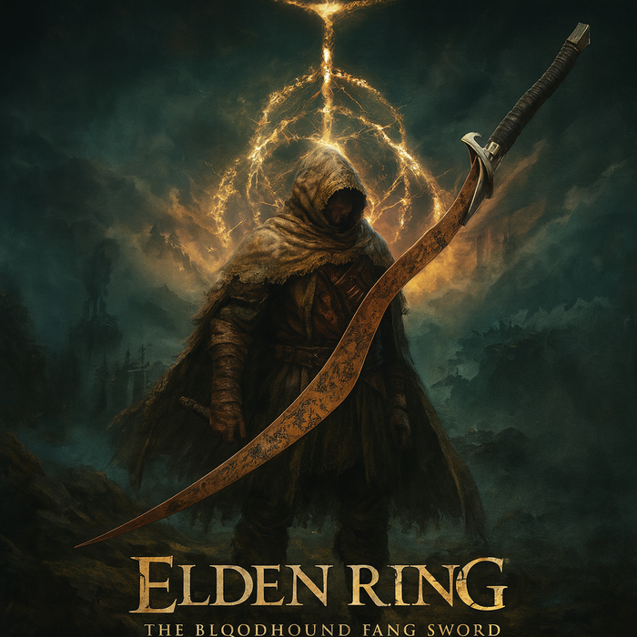 𩸠Elden Ring Bloodhoundâs Fang Sword Metal Replica (33") â Non-Sharp with Display Stand