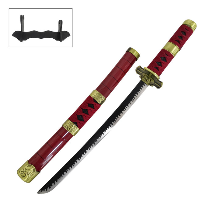 One Piece Zoro Mini Sword | Red Katana Tanto (40 cm) with Display Stand – Non-Sharp