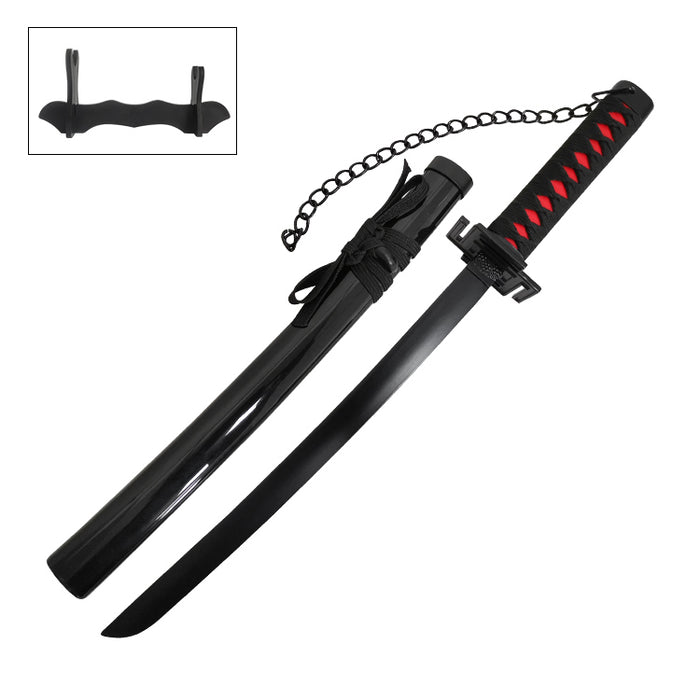 Bleach Ichigo Kurosaki Mini Sword | Tensa Zangetsu 40 cm Tanto with Display Stand – Non-Sharp