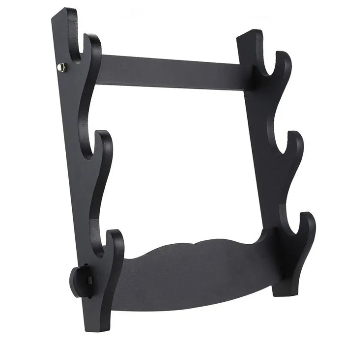 Three Sword Wall Display Stand | Wooden Wall Mount Holder for Katana, Wakizashi & Tanto