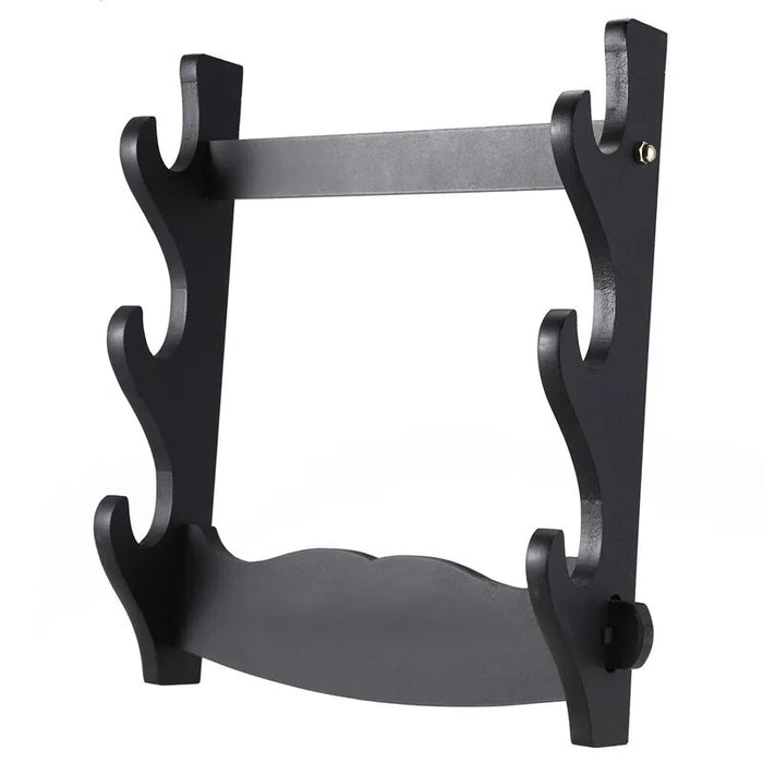 Three Sword Wall Display Stand | Wooden Wall Mount Holder for Katana, Wakizashi & Tanto