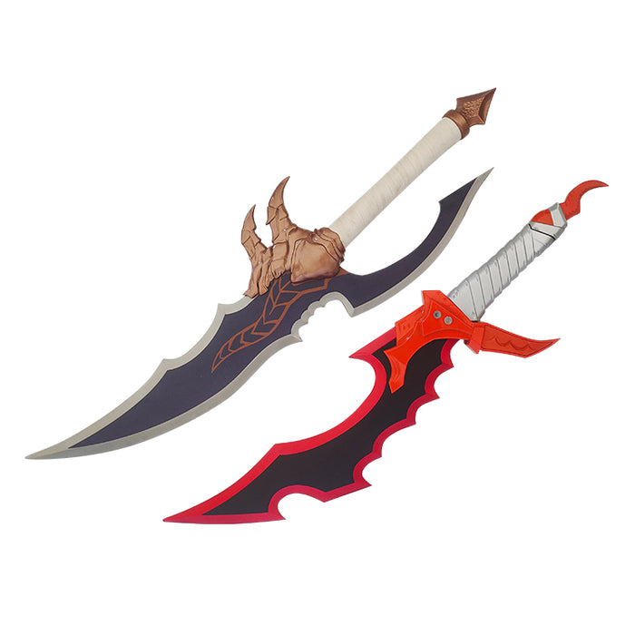 ⚔️ Solo Leveling Knight Slayer Blades (Set of 2) Metal Replicas – Non-Sharp with Wooden Wall Mount