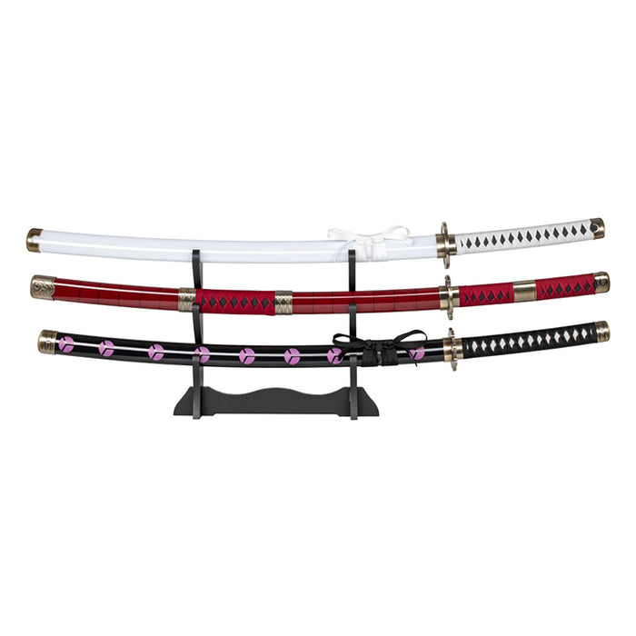 One Piece Zoro Katana Set – 3 Sword Collection with Free Stand | Anime Replica Display (Non-Sharp)