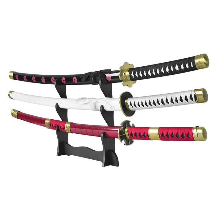 One Piece Zoro Katana Set – 3 Sword Collection with Free Stand | Anime Replica Display (Non-Sharp)