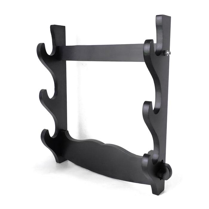 Three Sword Wall Display Stand | Wooden Wall Mount Holder for Katana, Wakizashi & Tanto