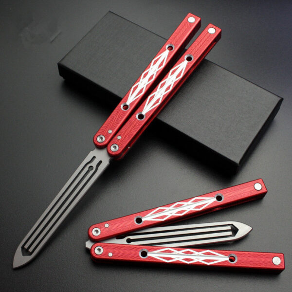 2_3a66ea84-9cdc-416f-88f5-69d62a81d853 (cnc) tuning forkk butterfly trainer (Balisong) In multi color magic tool Aluminium