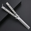 Butterfly Balisong Style Comb Foldable Comb Stainless Steel Practice Training Butterfly Knifee Comb Beard Moustache Brushe Salon Hairdressing Hair Styling Tool