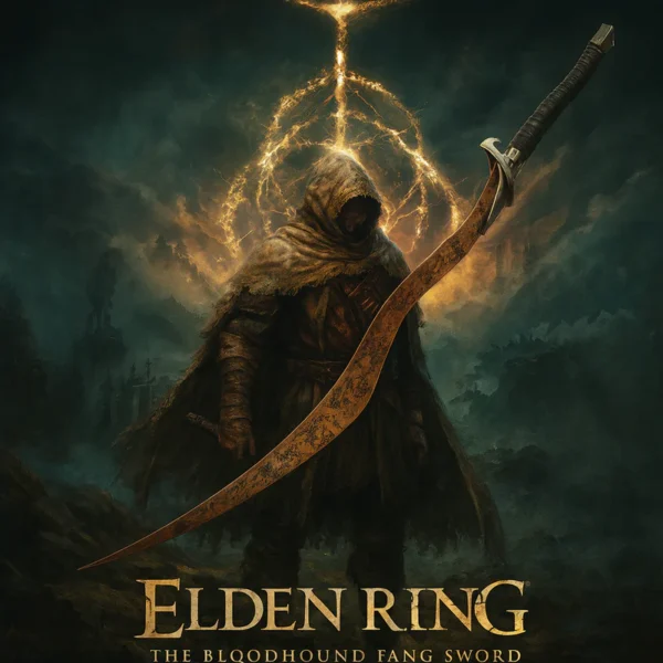 Elden Ring Bloodhound’s Fang Sword Metal Replica – 33" Collectible with Stand