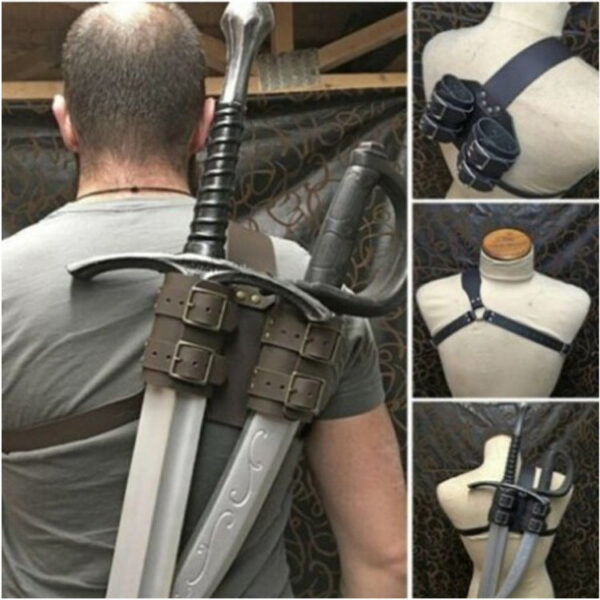 Sword Set Outdoor Fencing Double Scabbard with Strap