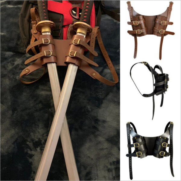 🗡️ PU Leather Back Double Sword Set – Stage & Cosplay Photo Prop